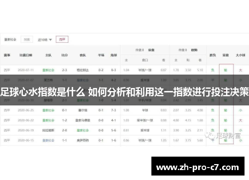 足球心水指数是什么 如何分析和利用这一指数进行投注决策