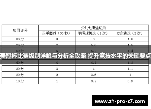 美冠杯比赛级别详解与分析全攻略 提升竞技水平的关键要点